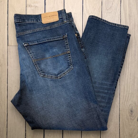 Lucky Brand Sz 36/30 410 Athletic Slim Stretch Dark Wash Straight Leg Blue Jeans - Picture 2 of 11